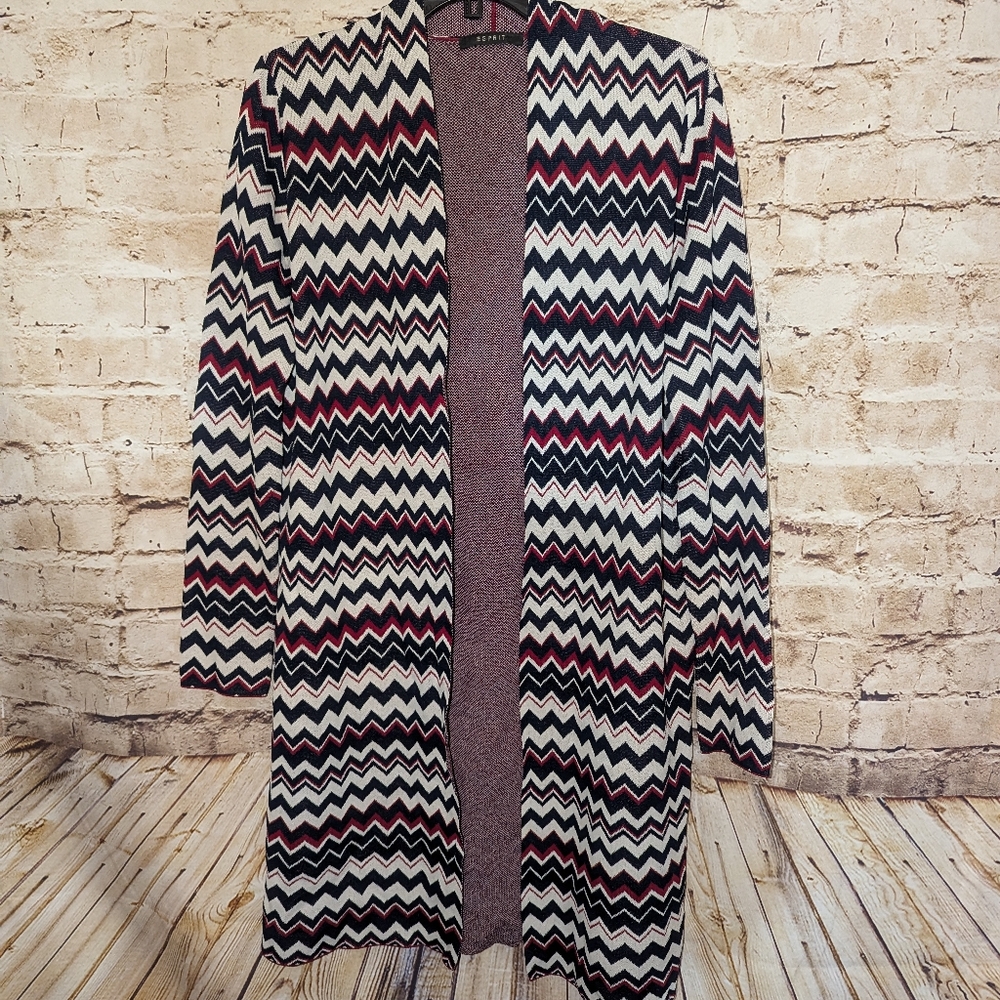~Esprit Chevron Zig Zag Open Front Cardigan Medium Excellent condition